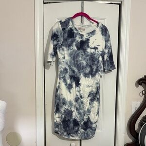 Guess Navy and White Tie-Dye Top